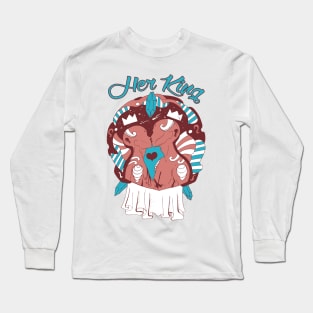 Coral Moonlit Lovers Kiss - Her King Long Sleeve T-Shirt